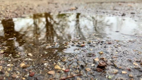 Rain drops in the floor with reflection Stock Footage 121678946
