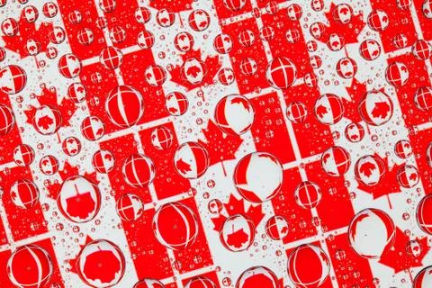 Rain drops full of Canada flags Stock Photos