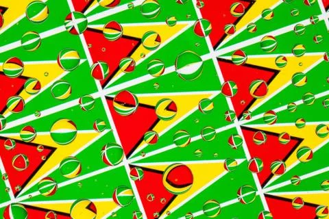 Rain drops full of Guyana flags Stock Photos