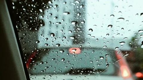 Rain drops on glass car Stock Footage 223694220