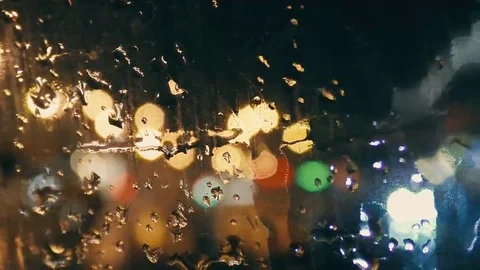 Rain drops on the glass close-up Stock Footage 69167273