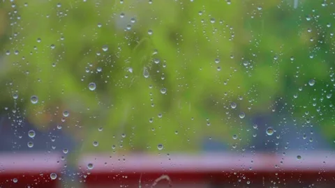 Rain drops on glass, close up of raindrops. Bad weather and rain Stock Footage 139618251