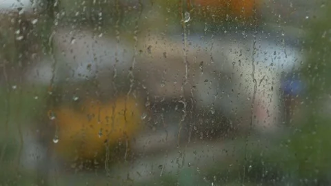 Rain drops on the glass Stock Footage 81232478