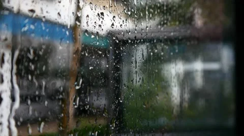 Rain drops on glass window 4k 스톡 동영상 57230841