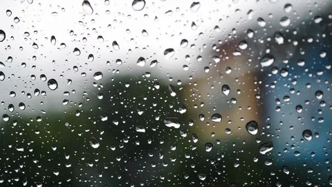 Rain drops on glass window Stock Footage 96586948