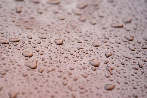 Rain drops on gloss Brown surface Stock Photos