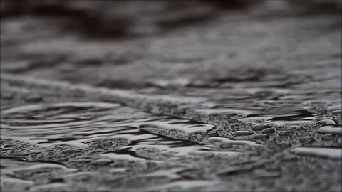 Rain drops on grey surface Stock Footage 78035680