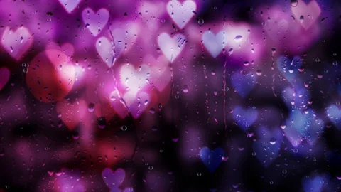 Rain Drops Hearts Motion Background Graphics Stock Footage 129987422