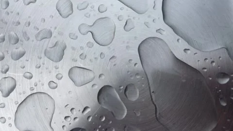 Rain drops on the metal surface Stock Footage 330750012