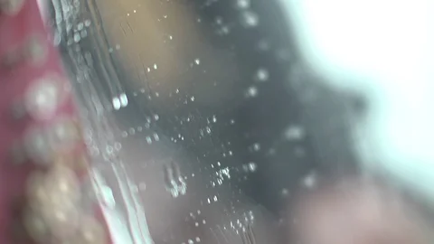 Rain drops on mirror Stock Footage 110844222