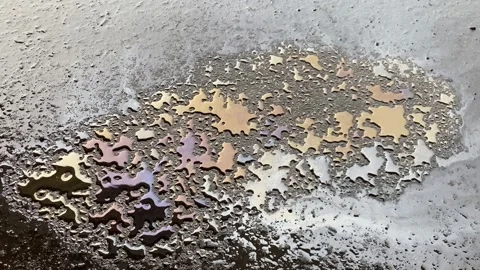 Rain drops on A multicolored spot from oil Stock Footage 296582080