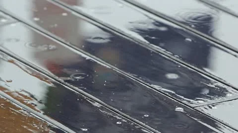 Rain Drops on Pier Boardwalk Stock Footage 10888743