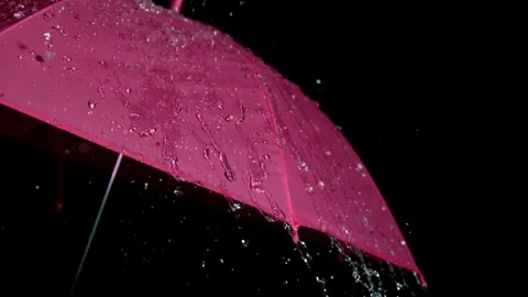 Rain Drops on Pink Umbrella , Slow Motion Filmed on Cinematic Camera hd 4K Stock-Footage 336572693
