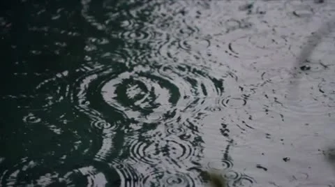 Rain drops on puddle Stock Footage