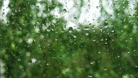 Rain drops running down on of a window glass. Stock Footage 110695149