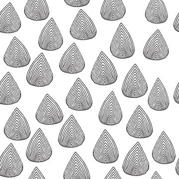 Rain drops seamless pattern in black and white Stock Illustration