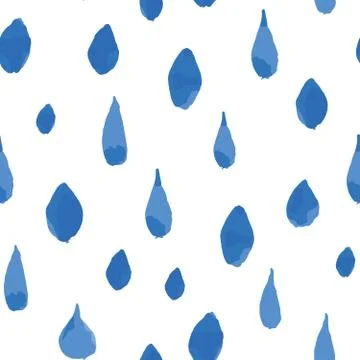 Rain drops seamless pattern. Hand drawn vector illustration. Stock Illustration