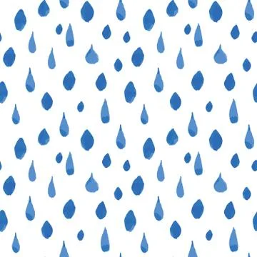 Rain drops seamless pattern. Hand drawn vector illustration. Stock Illustration
