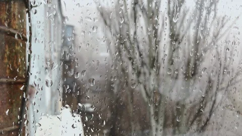 Rain drops sliding on window glass. Stock Footage 101527586