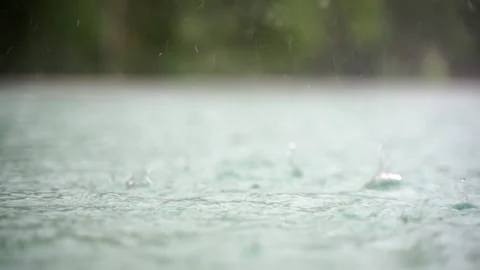 Rain drops in slow motion Stock Footage 158880173