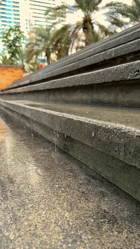 Rain drops slow motion outdoor view Stock Footage 264941849
