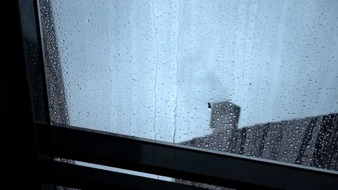 Rain drops slowly flow down the transparent roof window, close-up Stock-Footage 85029966