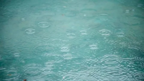 Rain drops on a swimming pool. Vidéo 74652499