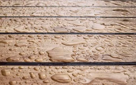 Rain drops on a table Stock Photos