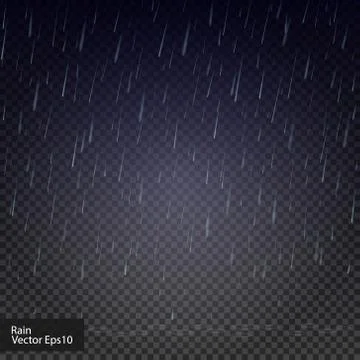 Rain drops on the transparent background. Rainy weather. Really transparent Stock Illustration