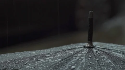 Rain drops on umbrella - Extreme close up Stock Footage 93208313