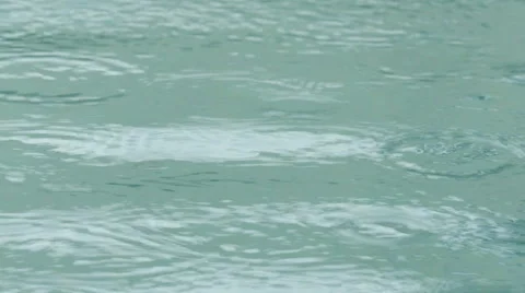 Rain drops on the water, close up Stock Footage 53856742