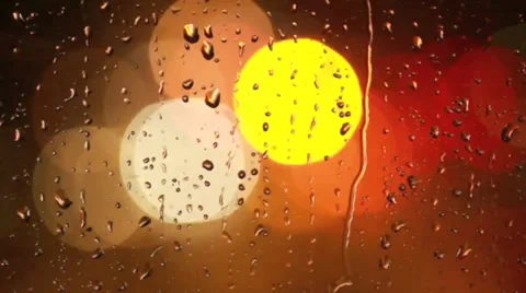 Rain drops on window with blur Stock Footage 34531782