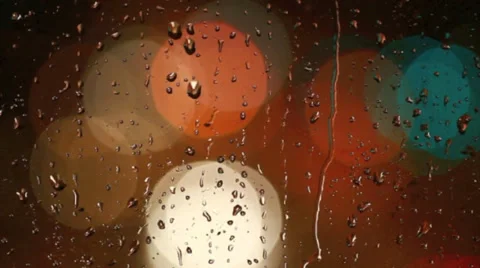 Rain drops on window with blur Stock Footage 34531892