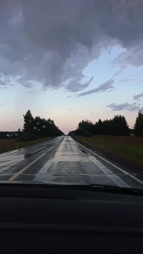 Rain drops on window car windshield. View from the inside of a driving car. Stock Footage 211491045