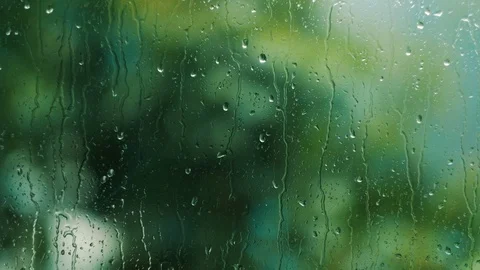 Rain drops on window close up Stock Footage 93775098