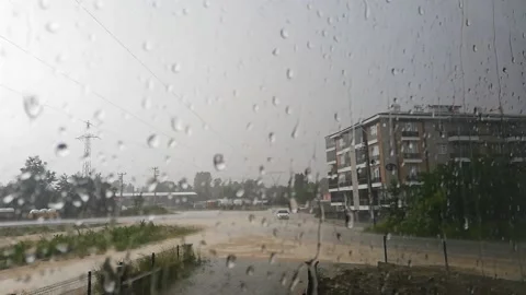Rain drops on window. Video stock 137868830