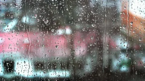 Rain drops on the window glass Stock Footage 10877521