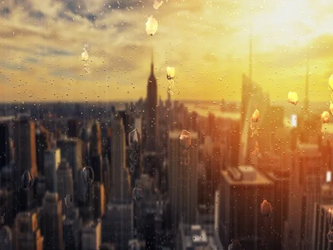 Rain drops on window glass Stock Footage 80889854