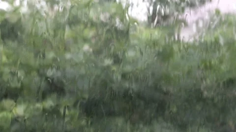 Rain drops on the window glass Stock Footage 148077424