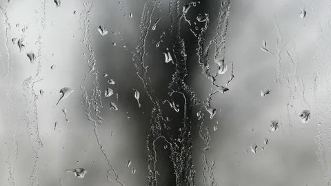 Rain drops on window glass, monochromatic Video stock 73224206