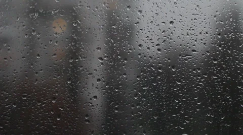 Rain Drops Window Glass, Pan Right HD Stock Footage 36787101