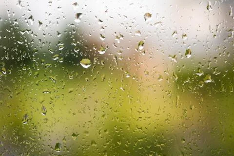 Rain drops on window glass Stock Photos