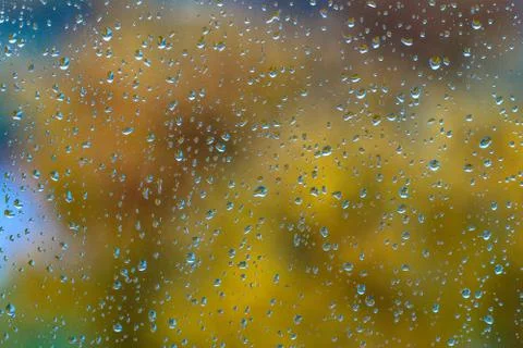 Rain drops on window glass Stock Photos
