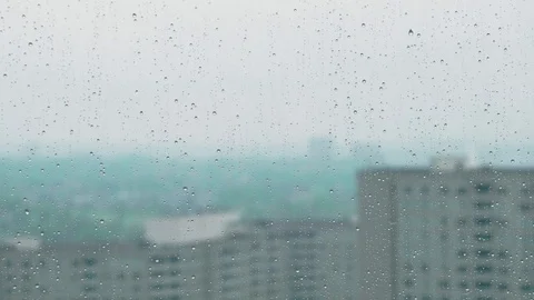Rain Drops on Window Pane. Stock Footage 75864451