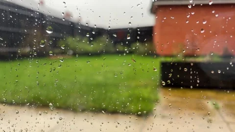 Rain drops on window - Peterborough, UK Stock Footage 329068865