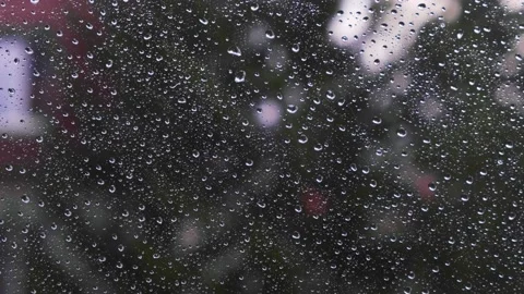 Rain drops on the window surface Stock Footage 136196295