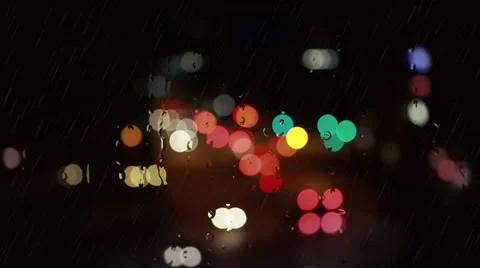 Rain drops on the window with traffic light Stock Footage 67184104