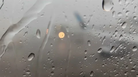 Rain Drops Window View Inside Airplane at Airport Stock Footage 240021588