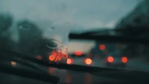 Rain drops on the windshield Stock Footage 90596548