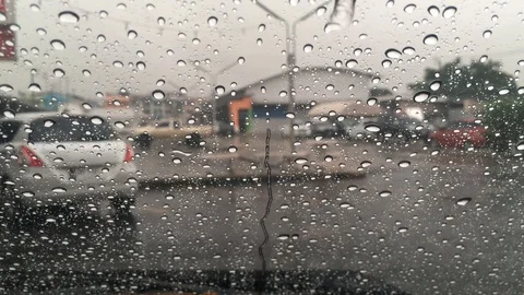 Rain drops on the windshield. Stock Footage 99497996